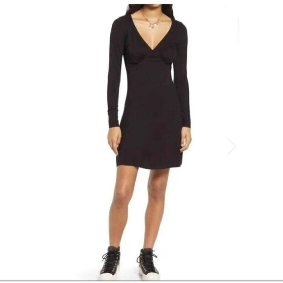 BP long sleeve mini dress Black XXSMALL V neck Flattering - Picture 4 of 12